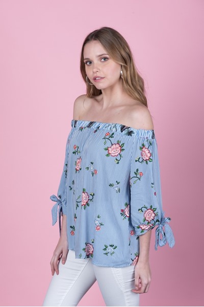 Imagen de BLUSA EST CUELLO BOTE CON MANGA DE ANUDAR