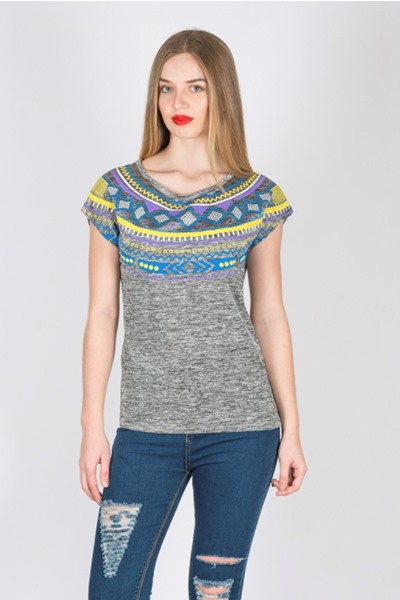 Imagen de REMERA JASPEADA DISEÑO ETNICO