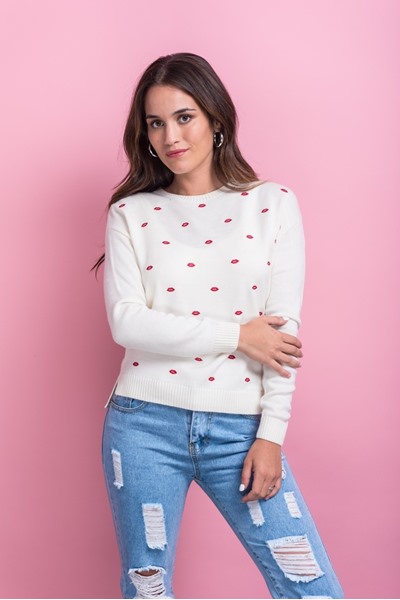 Imagen de BUZO TEJIDO ESTAMPADO BESOS