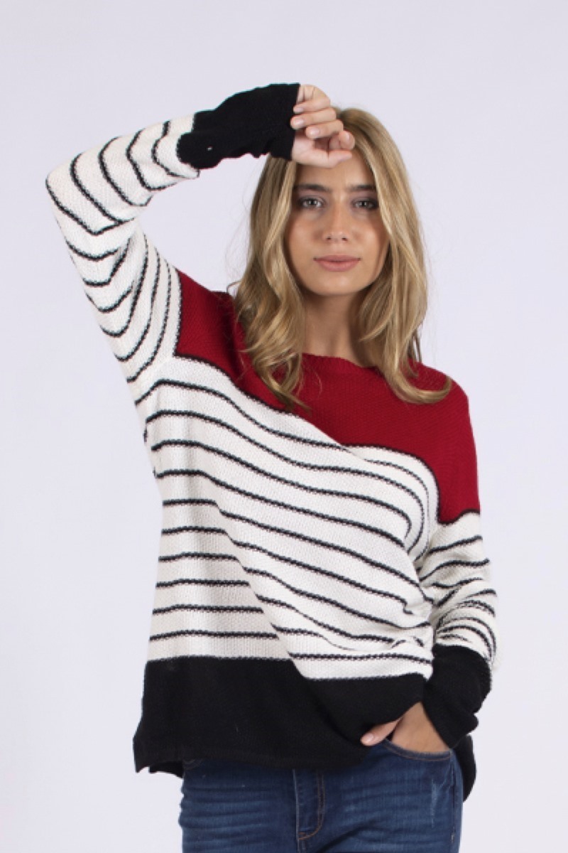BUZO TEJIDO COMBINADO A RAYAS