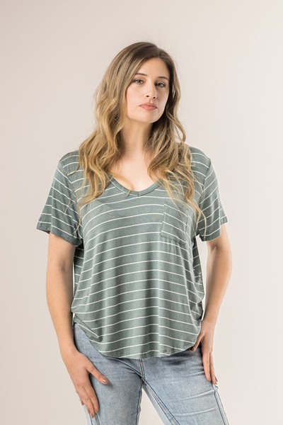 Imagen de BLUSA A RAYAS ESCOTE EN V