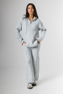 Imagen de SET TEJIDO BUZO CON CAPUCHA Y PALAZZO