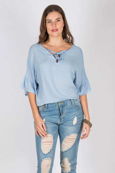 Imagen de BLUSA ACORDONADA C/ MANGA VOLADOS