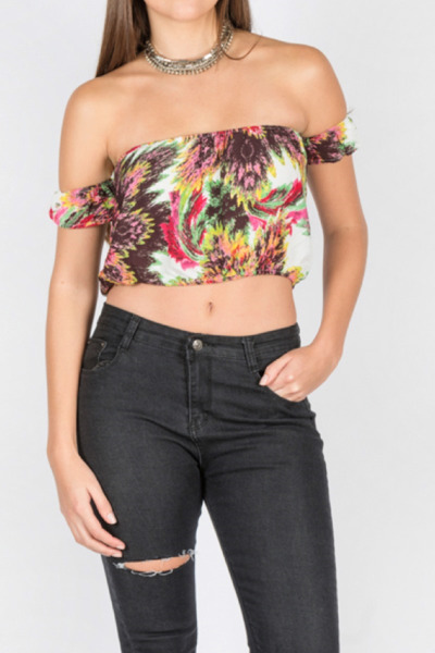 Imagen de CROP TOP C/ VOLADO EN MANGAS