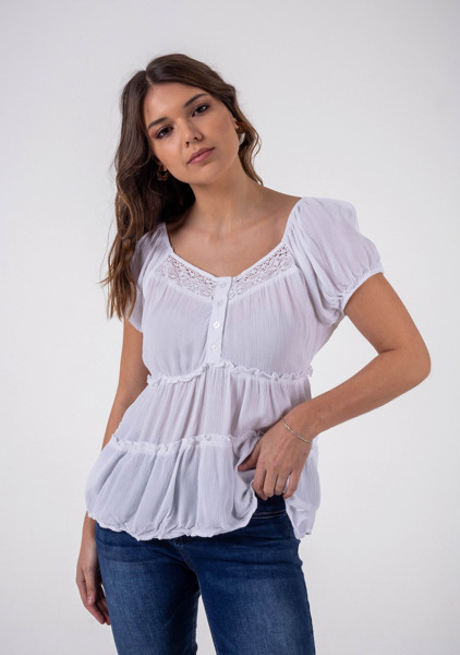 Imagen de BLUSA C/ VOLADOS Y CINTO